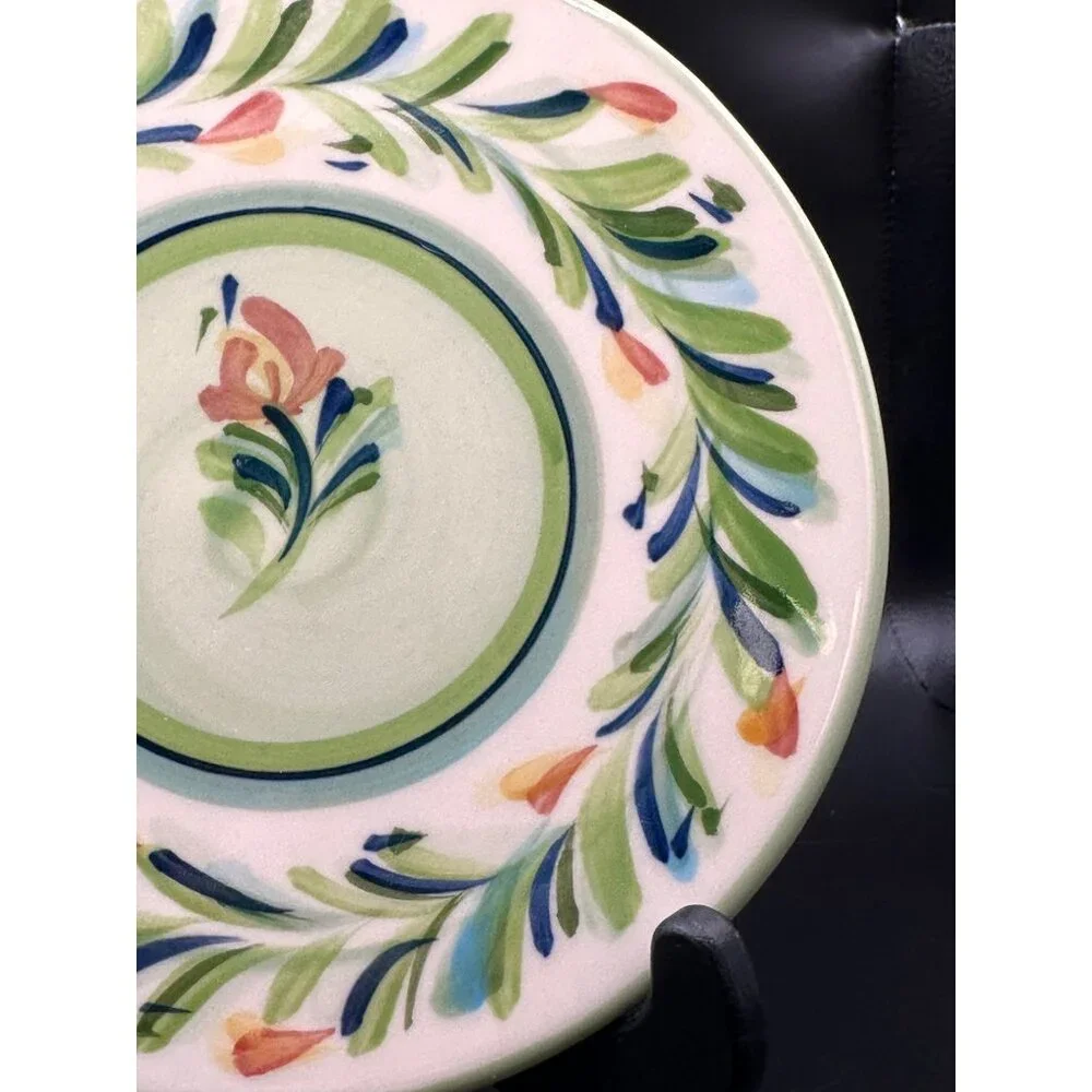 Southern Living‎ Sienna Green Garland Gail Pittman Pottery Trivet Plate 7.25”